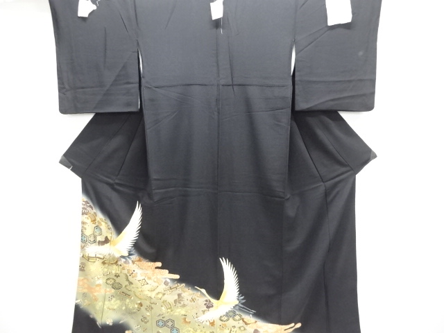 JAPANESE KIMONO / TOMESODE / EMBROIDERY / CRANE